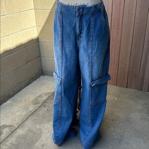 FOREVER 21 | Women’s 31 Wide Leg Cargo Denim Jeans